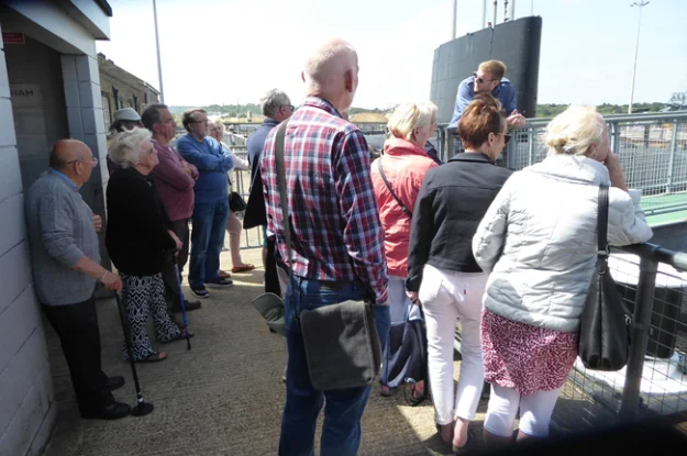 Ocelot talk, prior to a walk through the very cramped spaces in the submarine. Well done Mo and Ron.