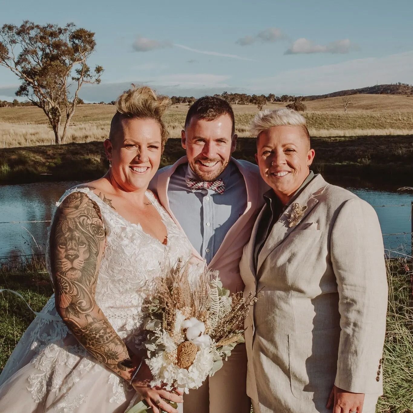 The sunshine and the smiles - sums up the day! ☀️😆
.
Congratulations to @shonnie7 + @breenico__ on saying &quot;I do&quot; earlier this year.
.
Photo credit to 📸@thebeautifulcollective
.
#brides #bride #outdoorwedding