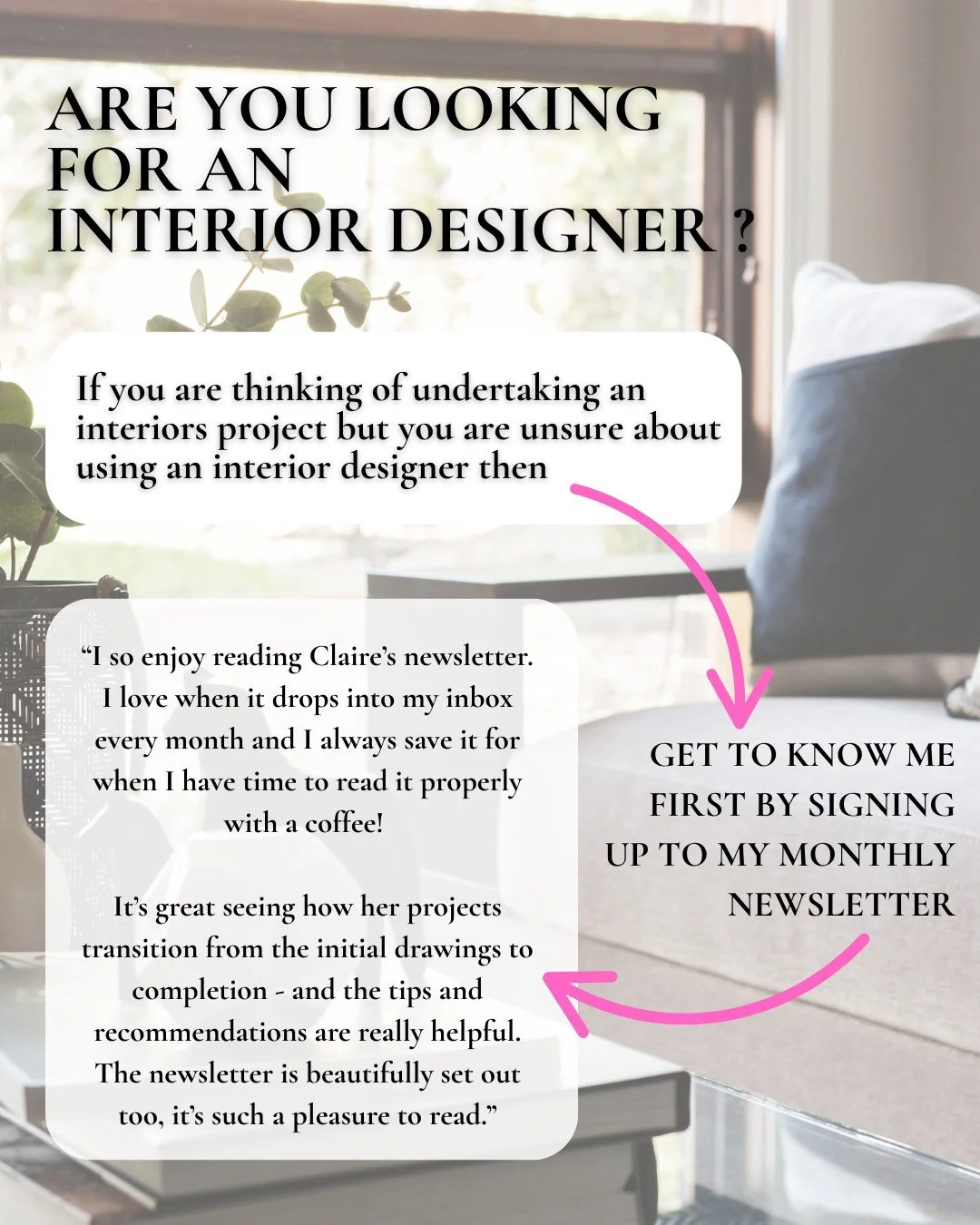 Have you ever loved the idea of using an interior designer… but you thought that was for people with big houses and fancy budgets. 
Well it’s not all about major projects, it could be one room or a complete home renovation — it&rsq