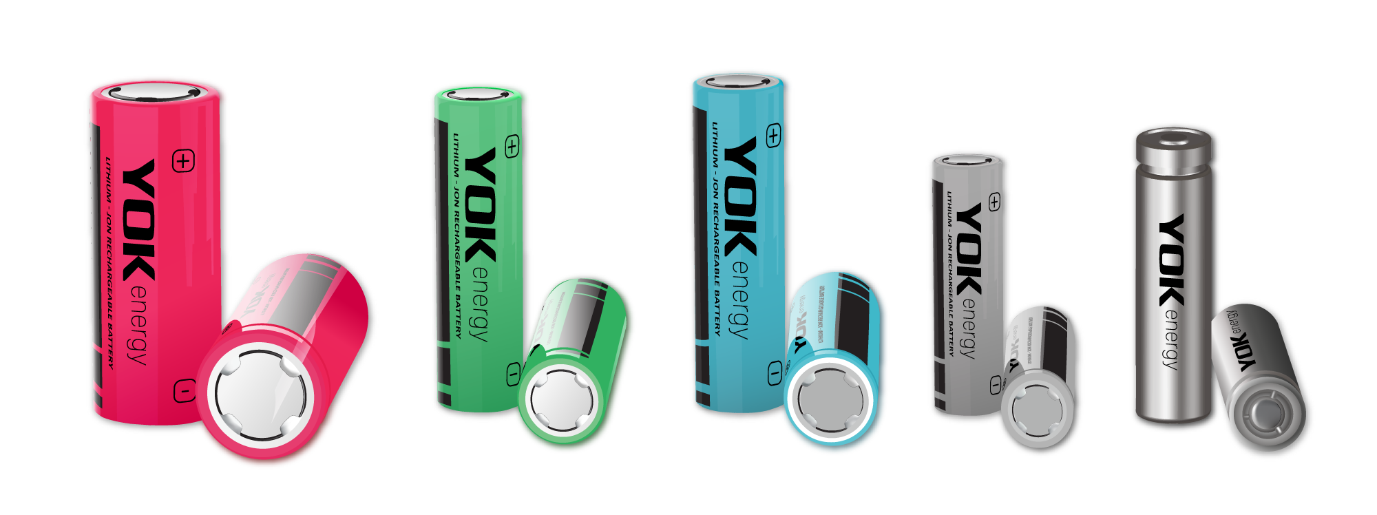 Different angles of available batteries