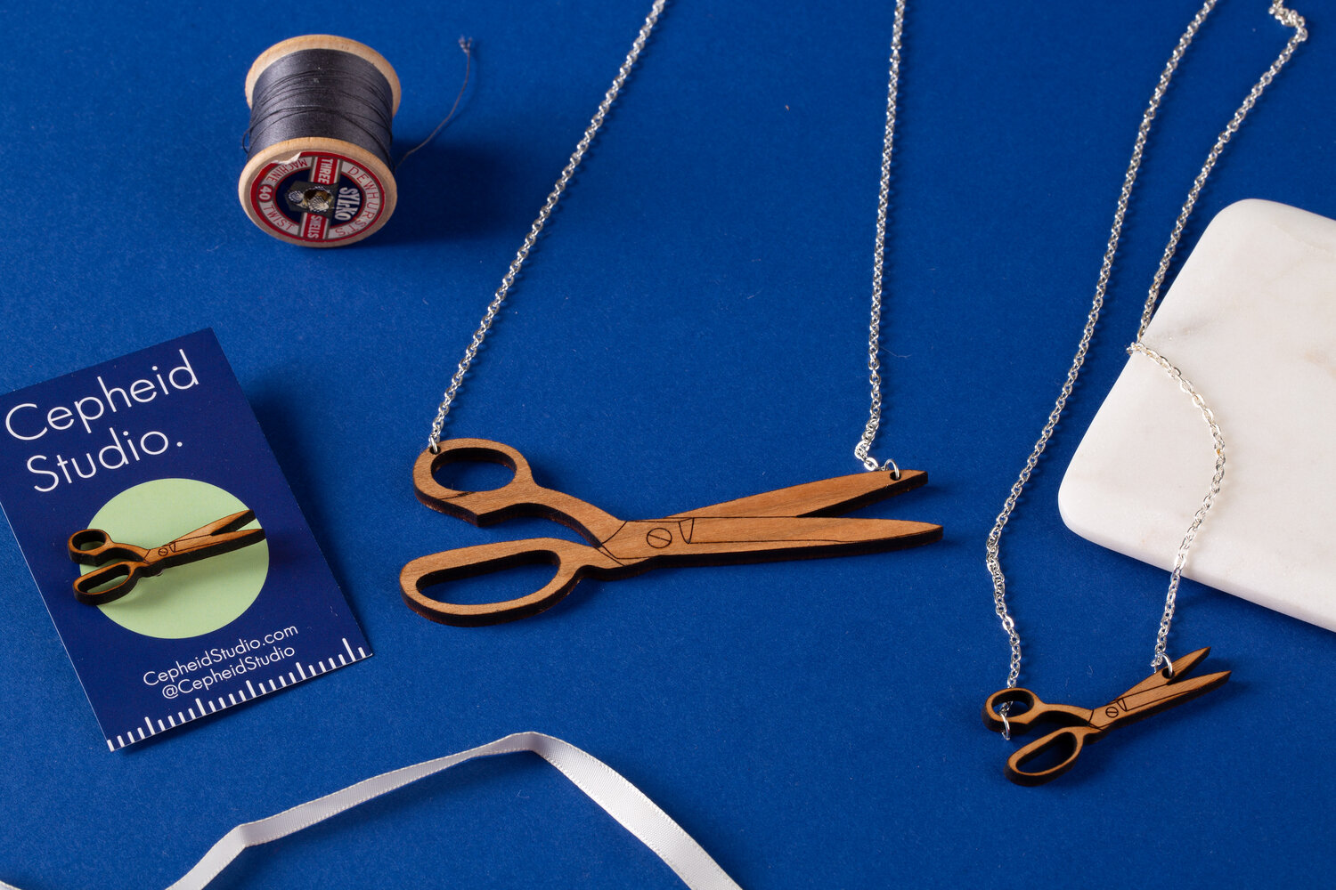 Tiny scissors necklace — Cepheid Studio.