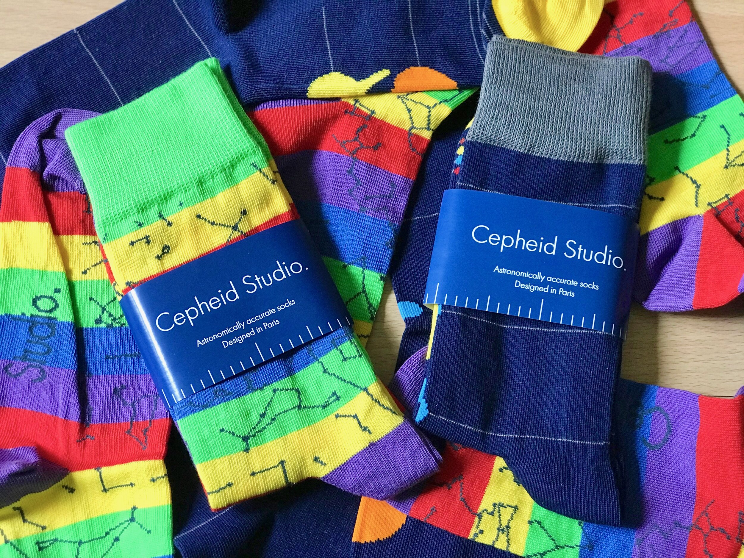 Rainbow constellation socks (unisex) — Cepheid Studio.
