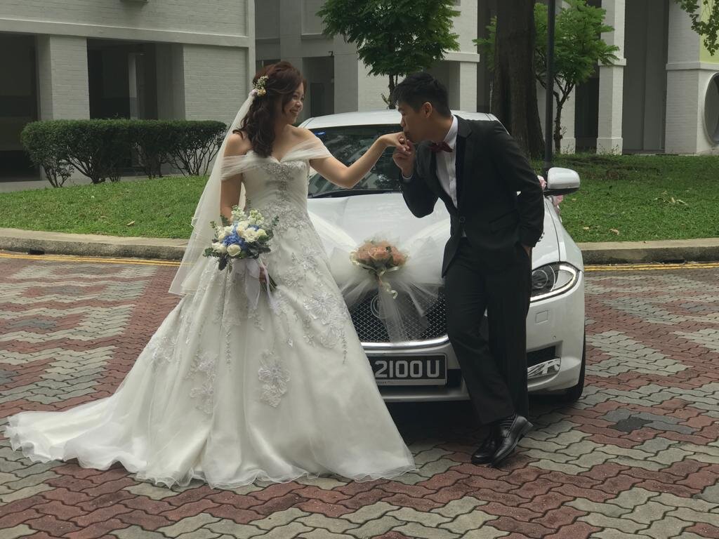 Sweet couple with Jaguar XF