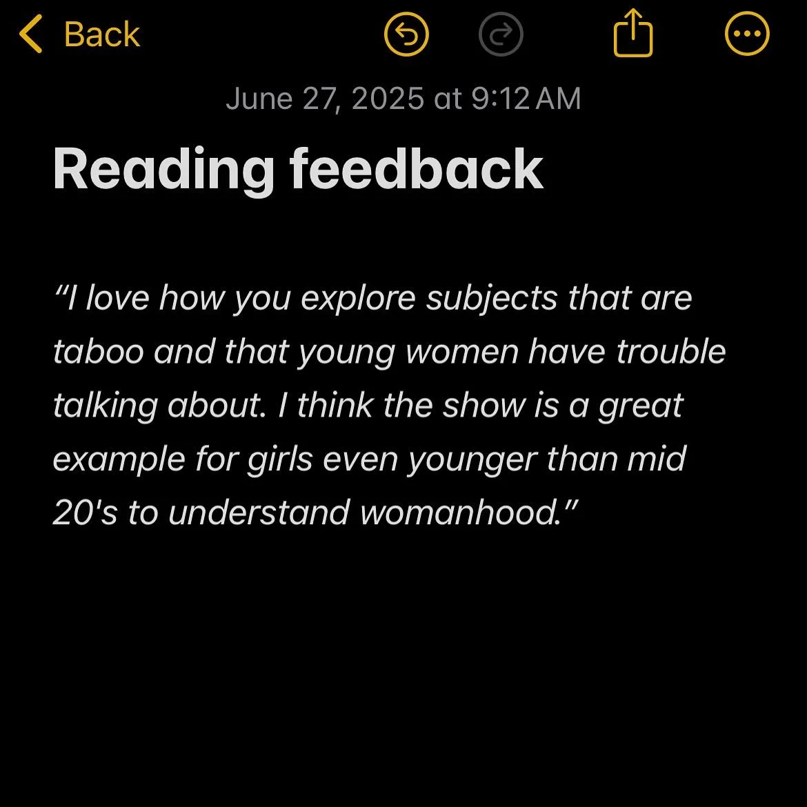 Some responses from the reading! So grateful to everyone who came and who gave feedback 💕 excited for what&rsquo;s next!