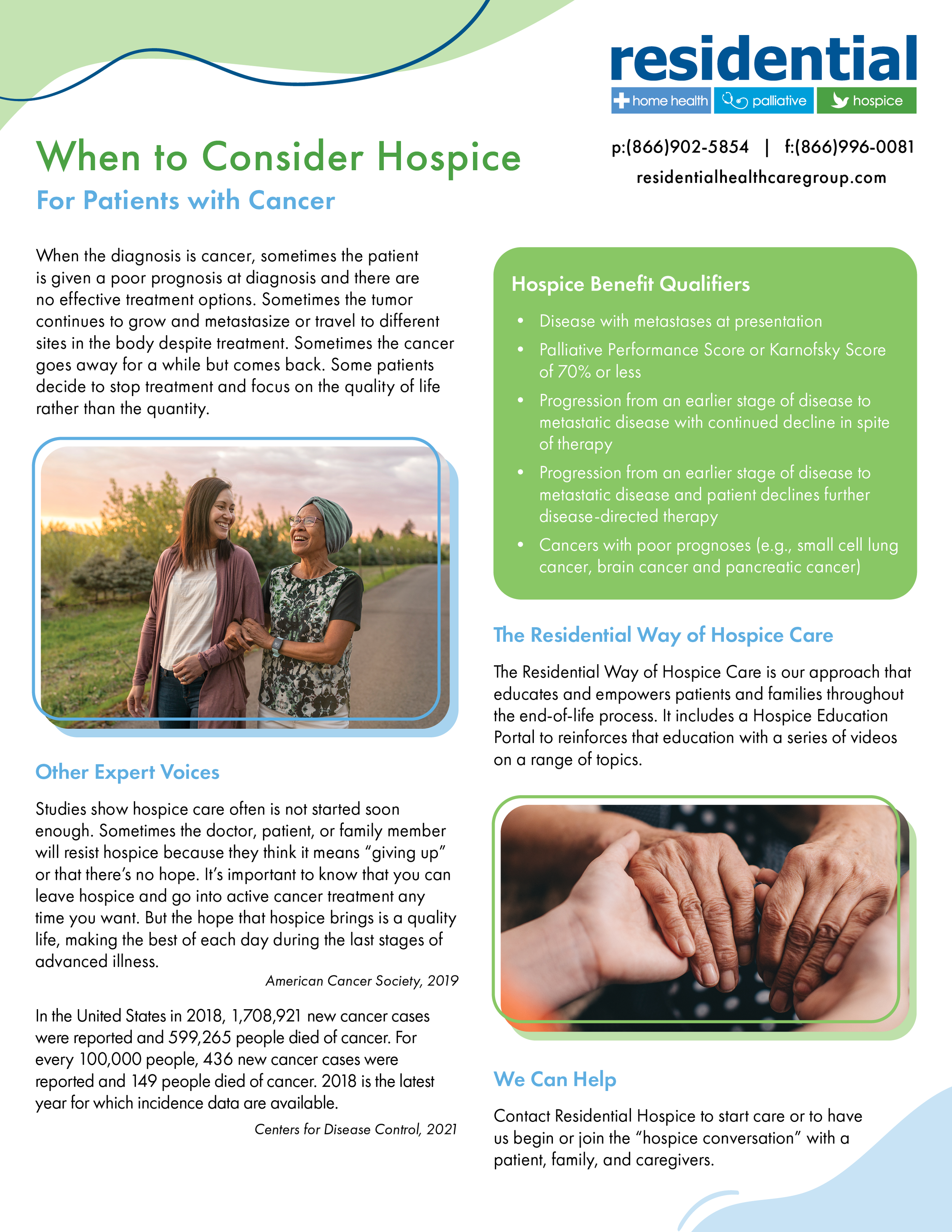 When to Consider Hospice flyer