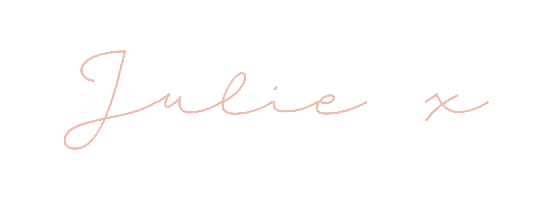 The words 'julie x' written in pink cursive font on a black background.