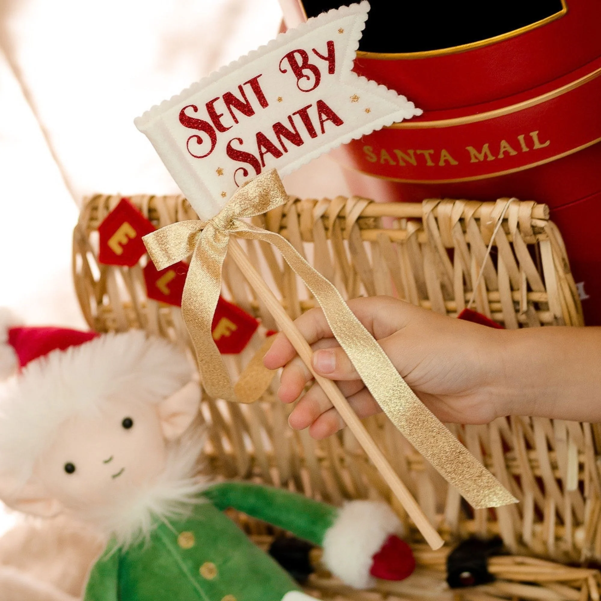Handmade Sent by Santa Elf Christmas Flag