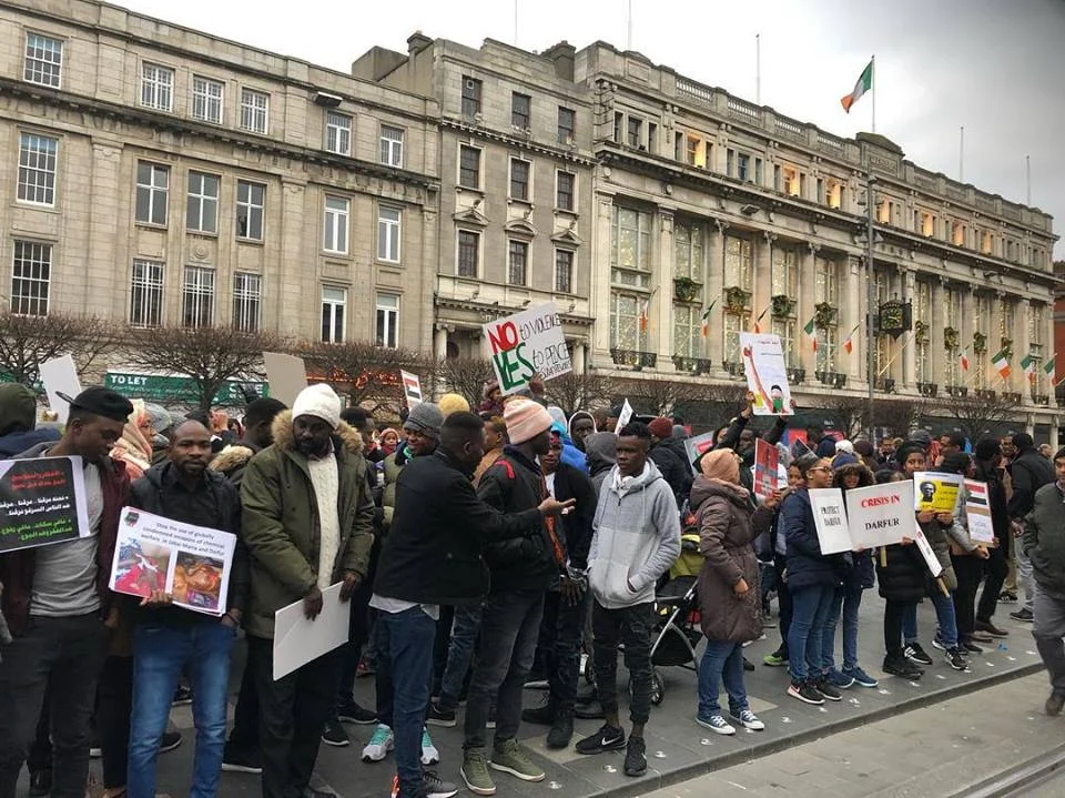 Sudanese community protests on O’Connell Street, Dublin
