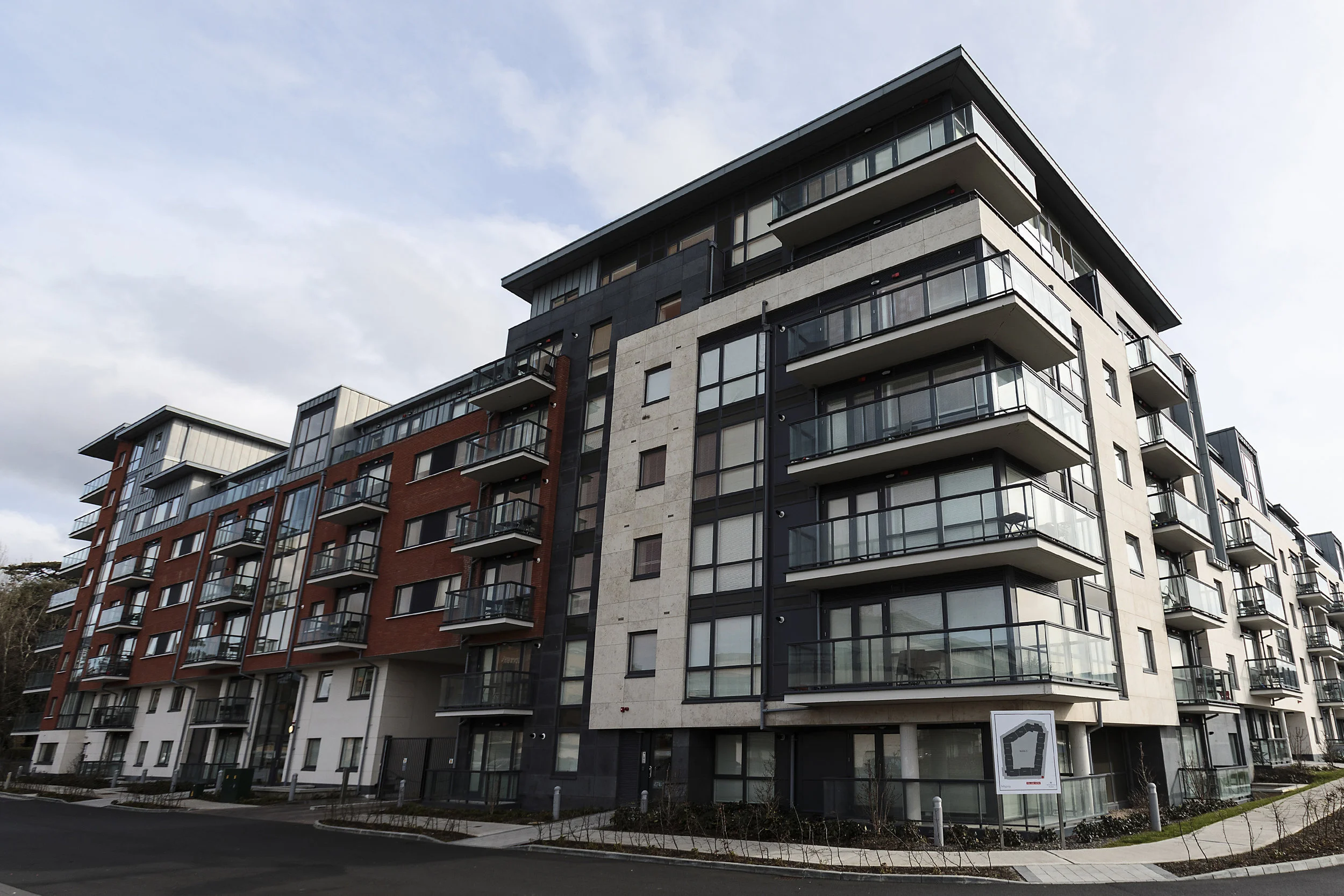 Wyckham Point in Ballinteer, owned by Hibernian REIT. Property prices are climbing as multinational corporations buy up entire apartment blocks and housing developments.