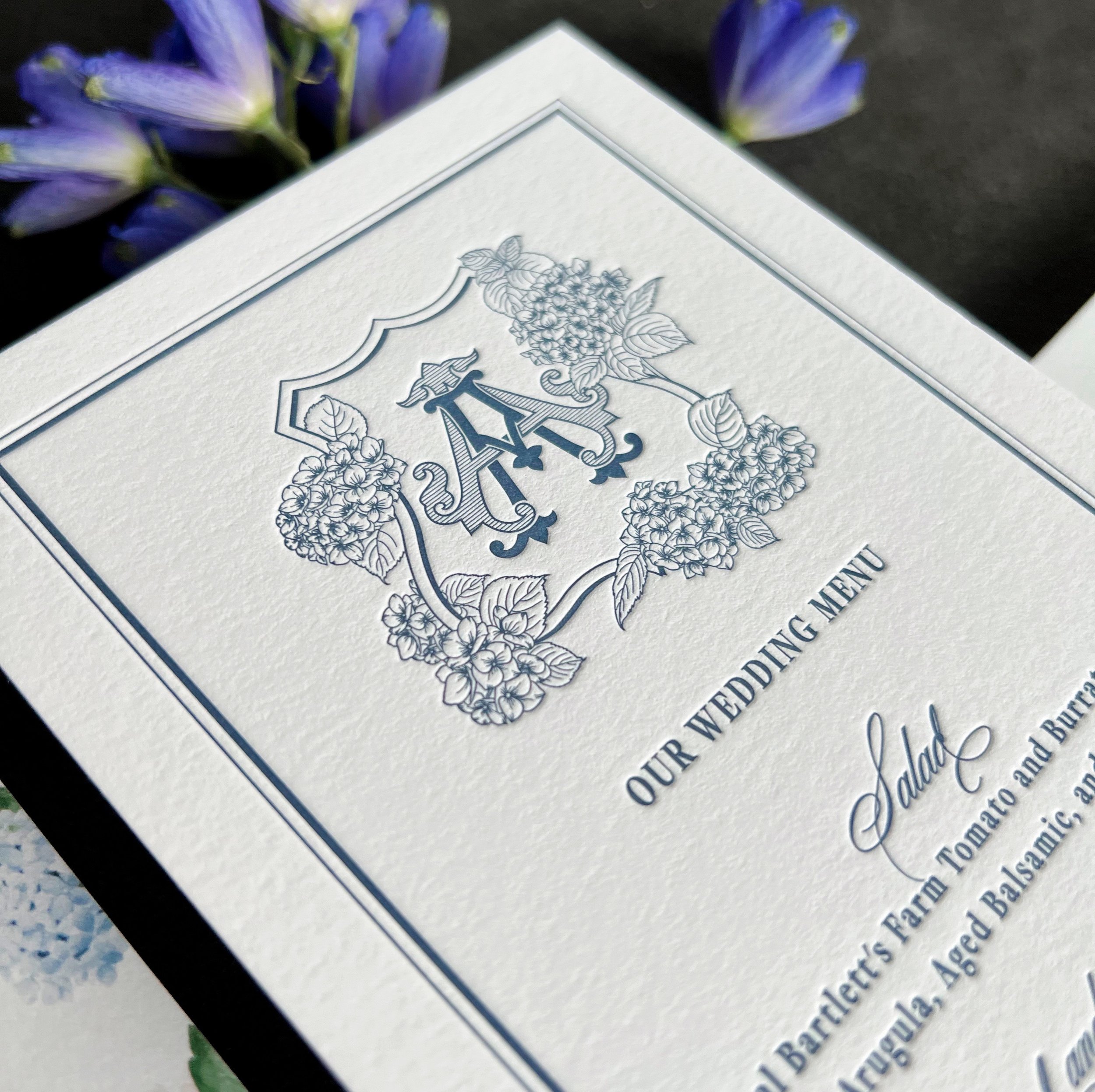 Hydrangea Watercolor Floral Monogram Wedding Crest Monogram 