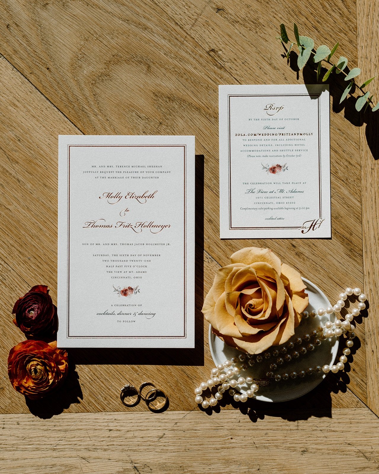 Wedding stationery for fall celebration