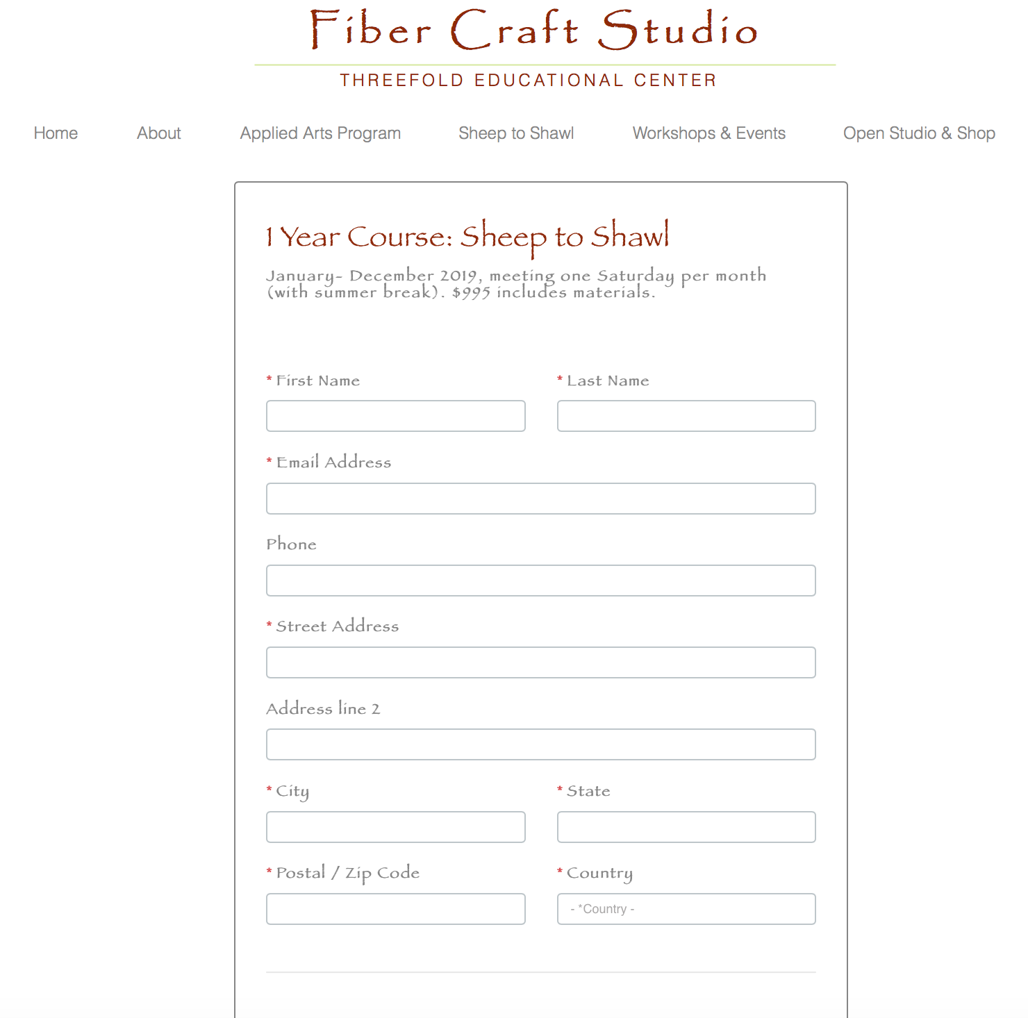 FCS Sheep to Shawl Registration Form