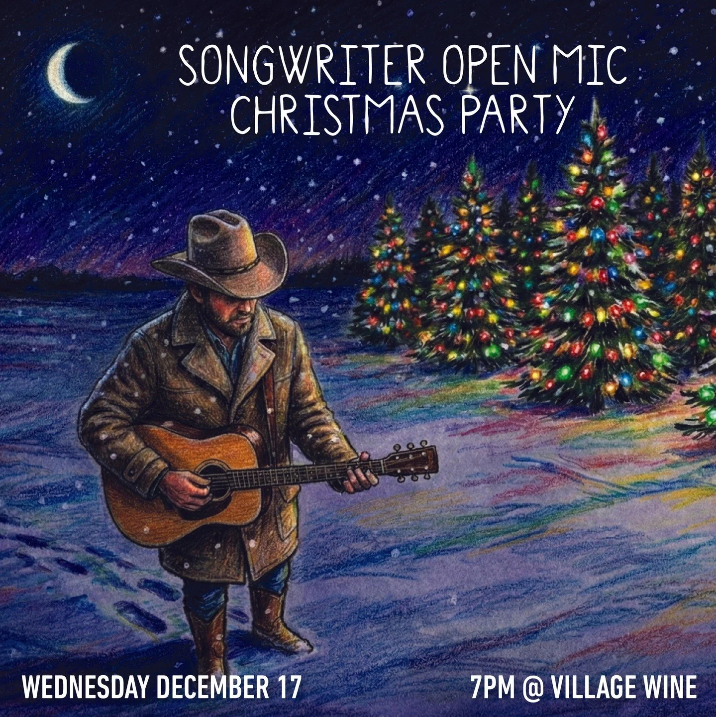Join us for the Songwriter Open Mic Christmas Party Wednesday night upstairs in the Loft!