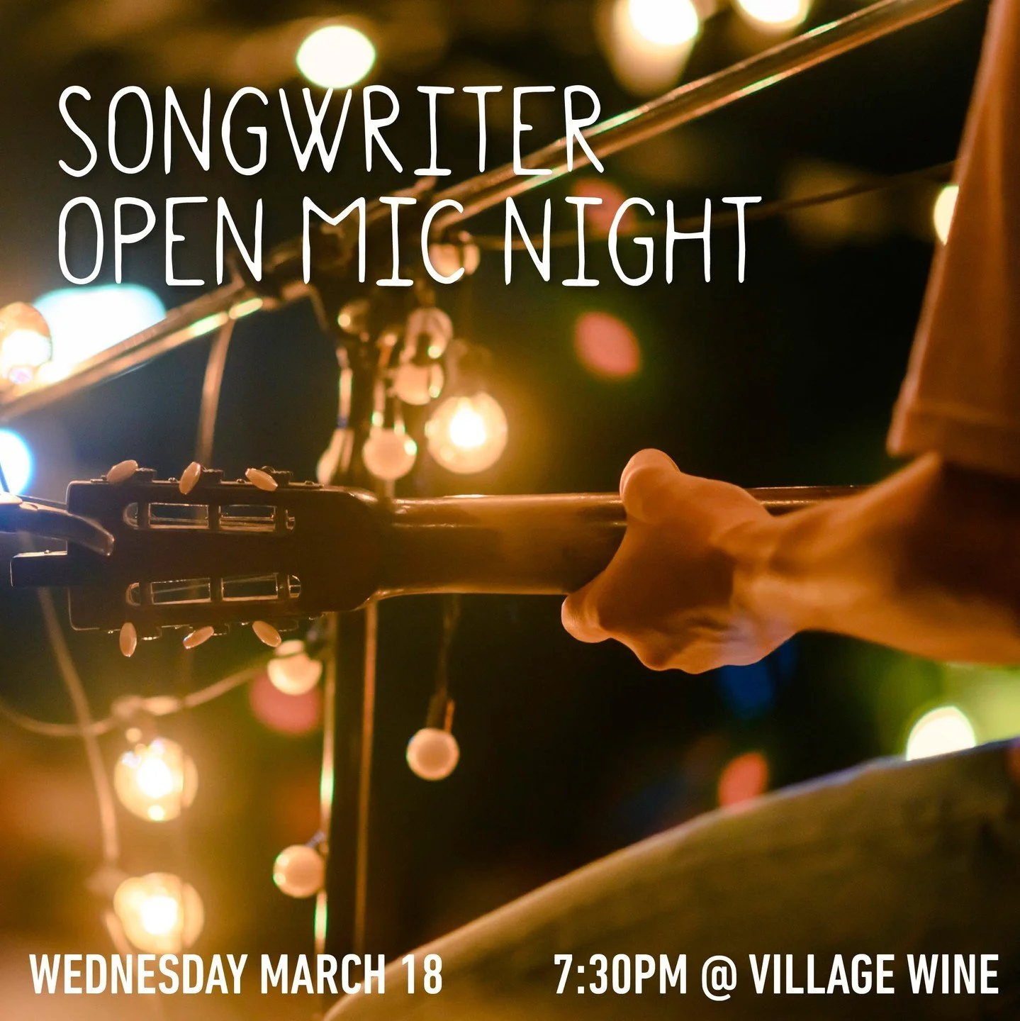 Songwriter Open Mic at Village Wine hosted by Richard Rudy! Wednesday 7:30-10:30. Featuring the long awaited debut of Dan Warfield!!

7:30 Dan Warfield and Heather Latta
7:45 LoveSeat
8:00 Chris Griffey
8:30 Ryan Schambach
8:45 Cherry King
9:00 Richa
