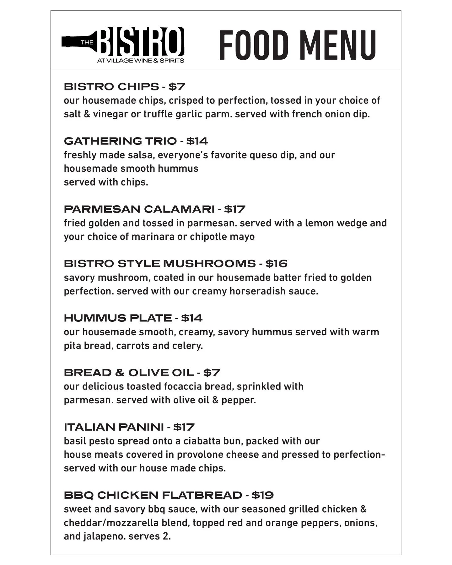 We're opening the Bistro for lunch! Hours 11a-10p today!