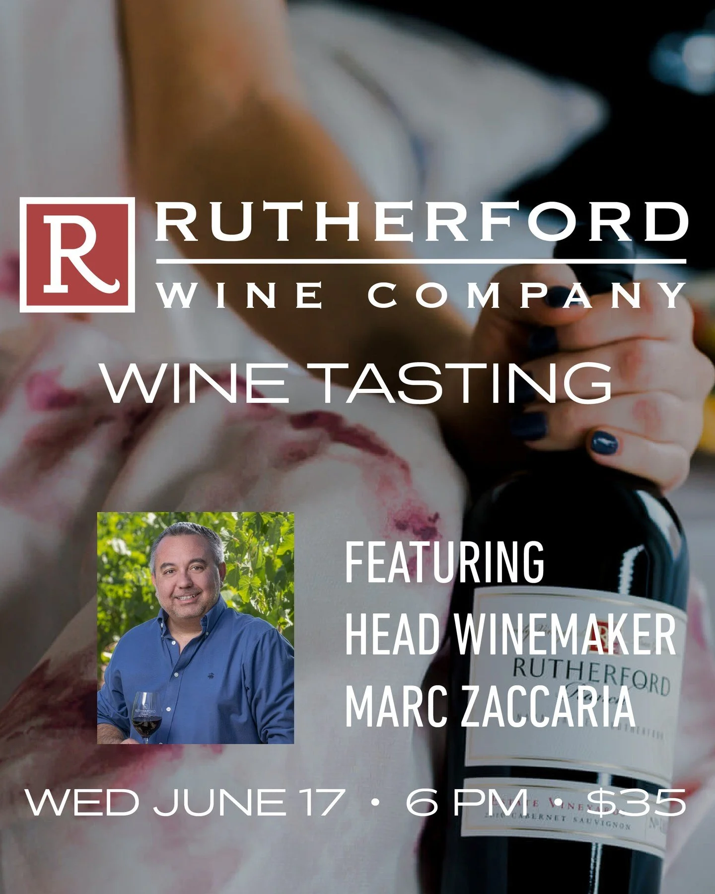 Just announced! Here's the reason we had to push back the Chillable Reds Tasting another week...Head Winemaker for Rutherford Marc Zaccaria will be in Effingham and joining us for a wine tasting! Please give Marc a warm Effingham welcome and pack the