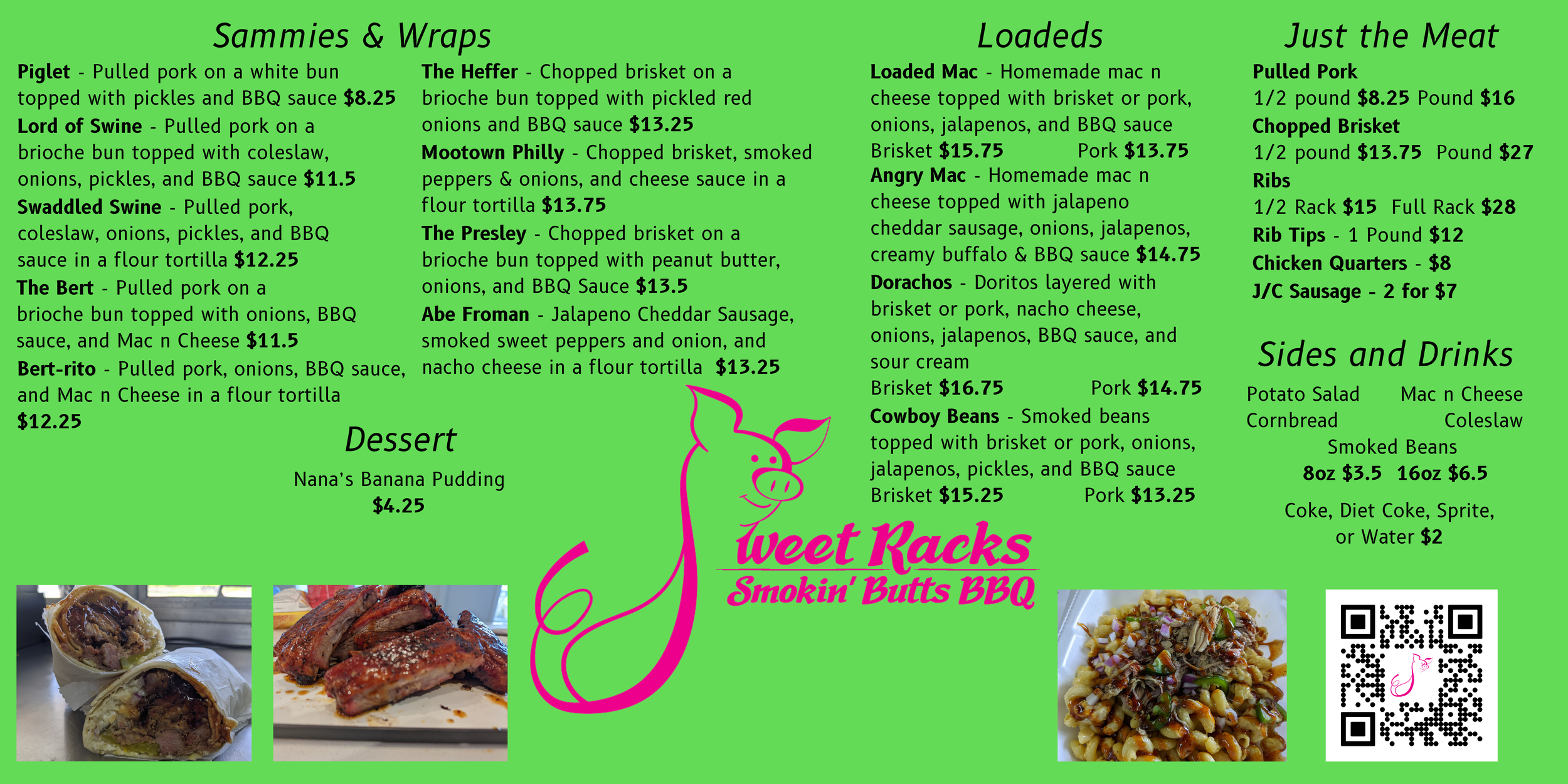 Truck Menu — Sweet Racks & Smokin' Butts BBQ, LLC