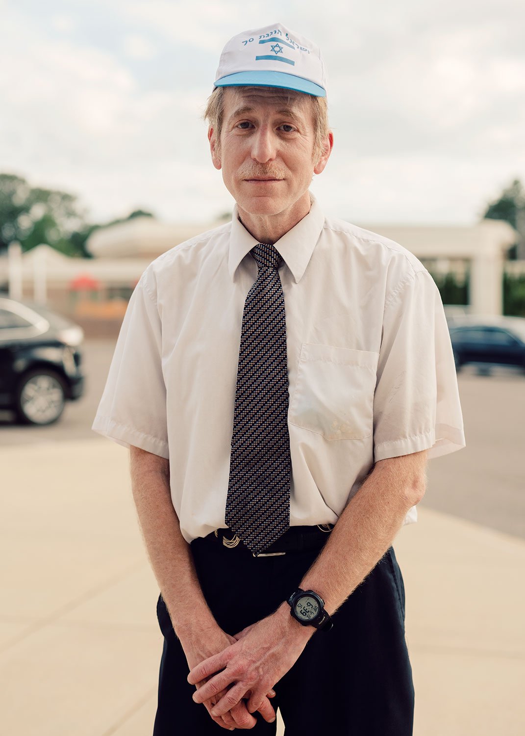 Rabbi Yonastan Gersten attends a rally at the Jewish Community Center in Memphis, Tennessee