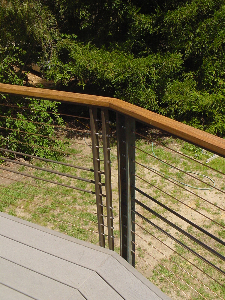 Bronze Cable Railing with Wood Handrail