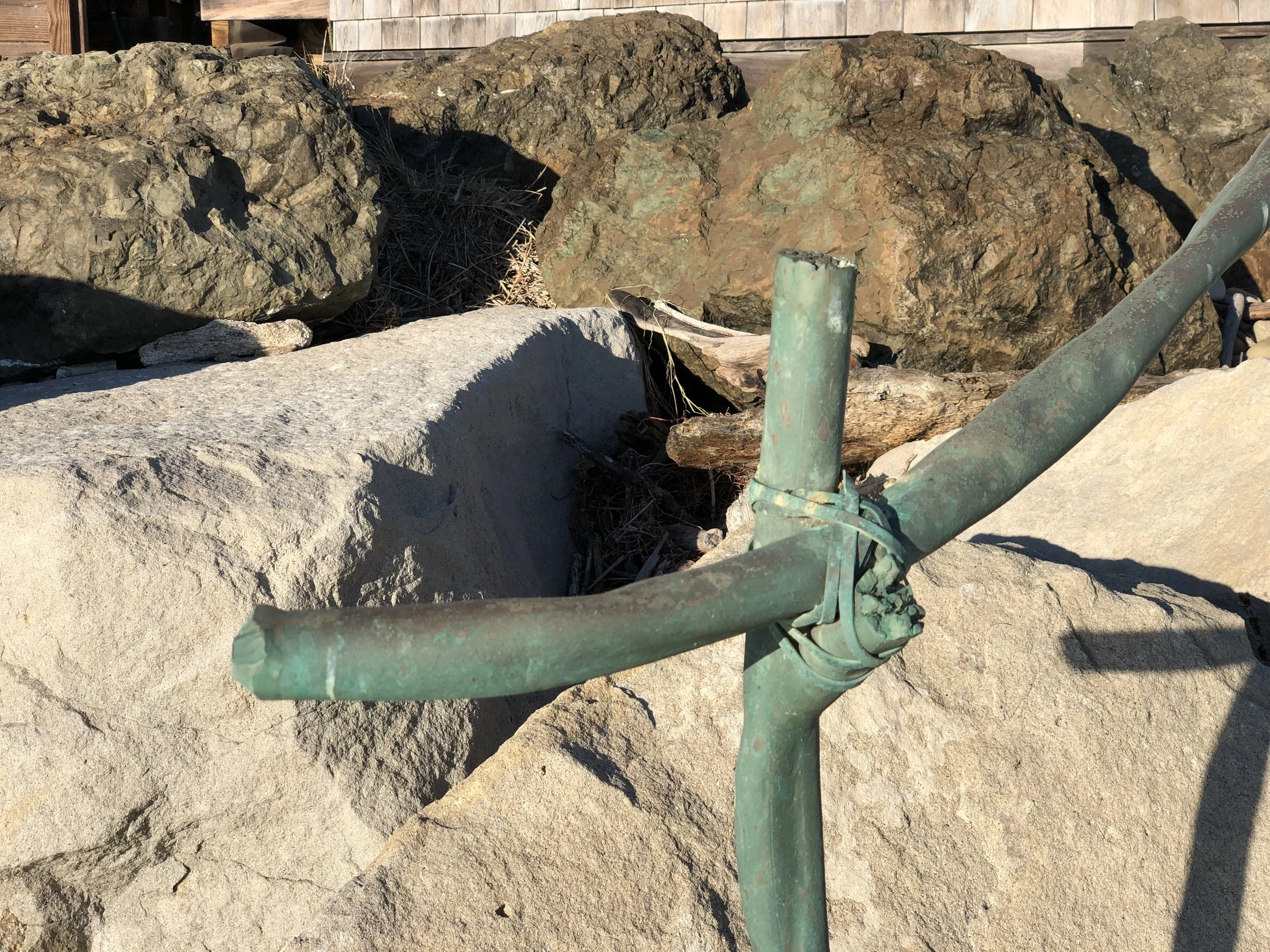 Organic Driftwood Brass Handrail Railing (Natural Patination 6 years later)