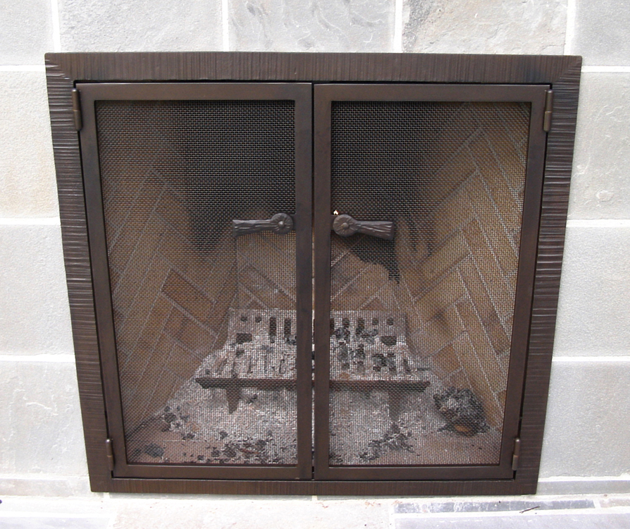 Steel Fireplace with Patina
