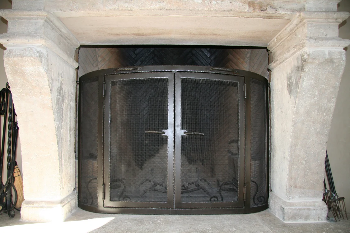 Steel Fireplace with Patina