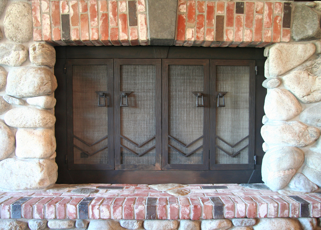 Steel Fireplace with Patina