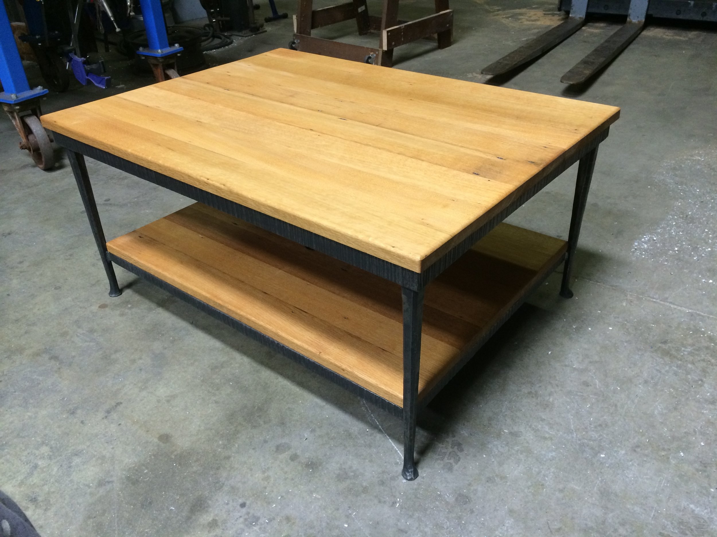 Steel Table Frame with Reclaimed Oak Top