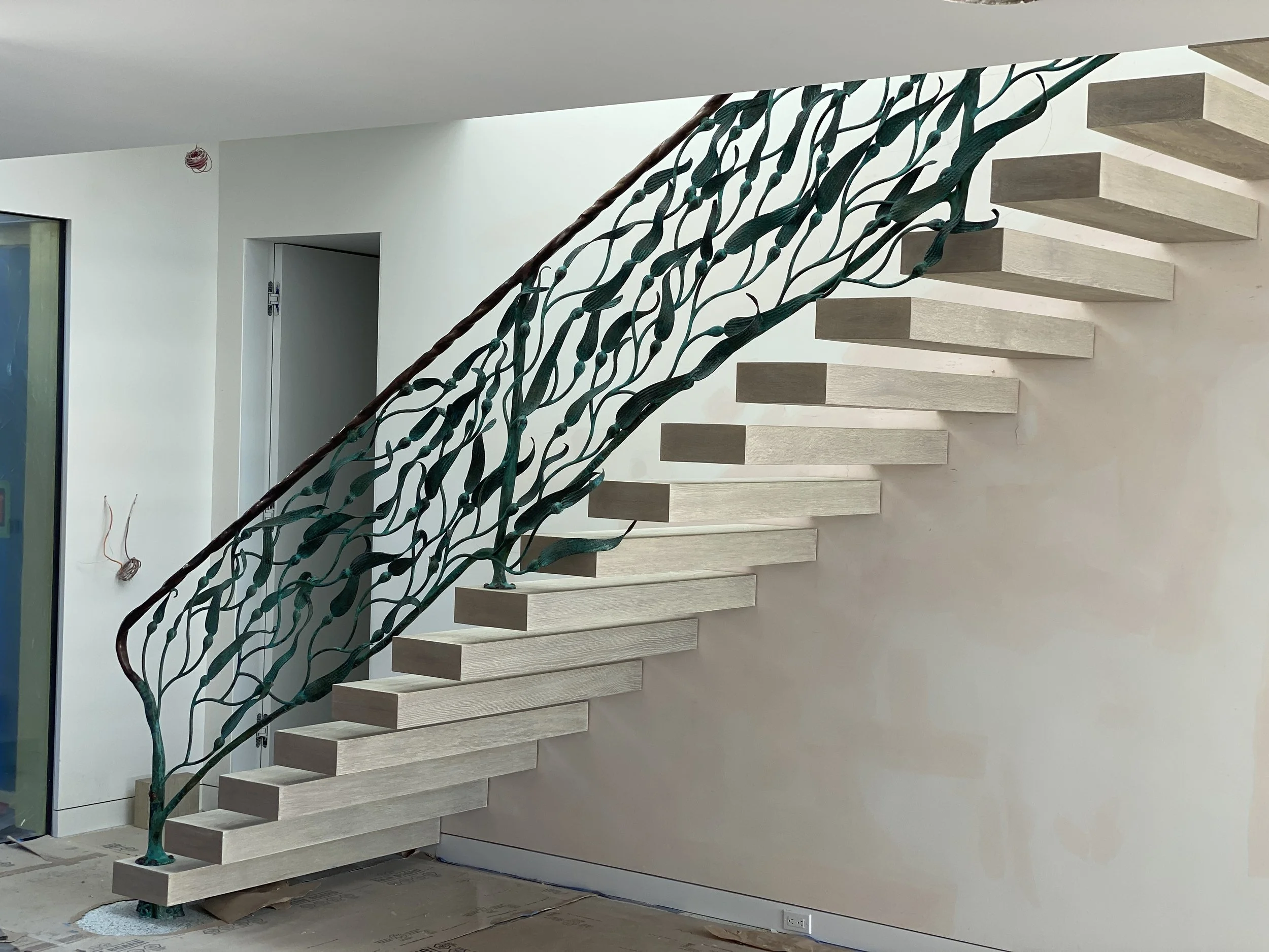 Bronze Kelp Railing with Green Patina