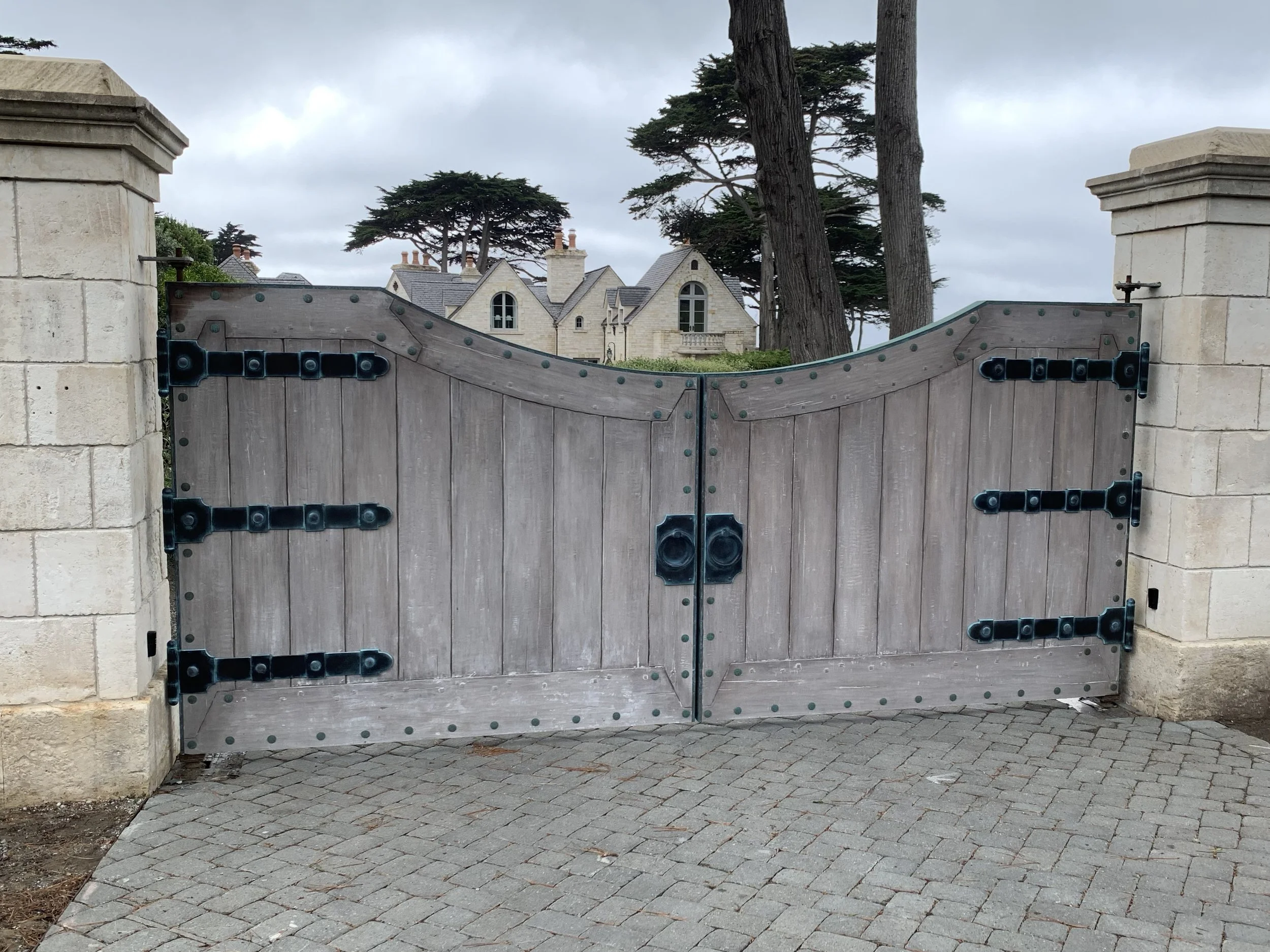 Bronze Gate Hinges, Rivets, Straps and Handles with Green Patina