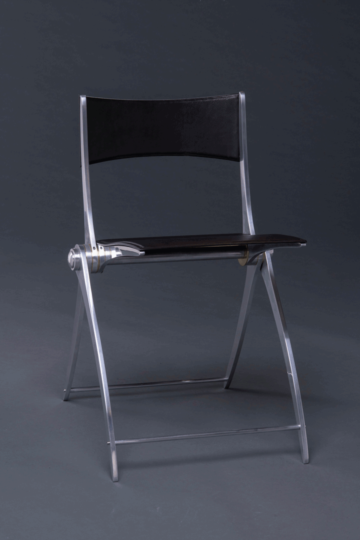 Folding Chair with Aluminum Frame and Leather Cushions