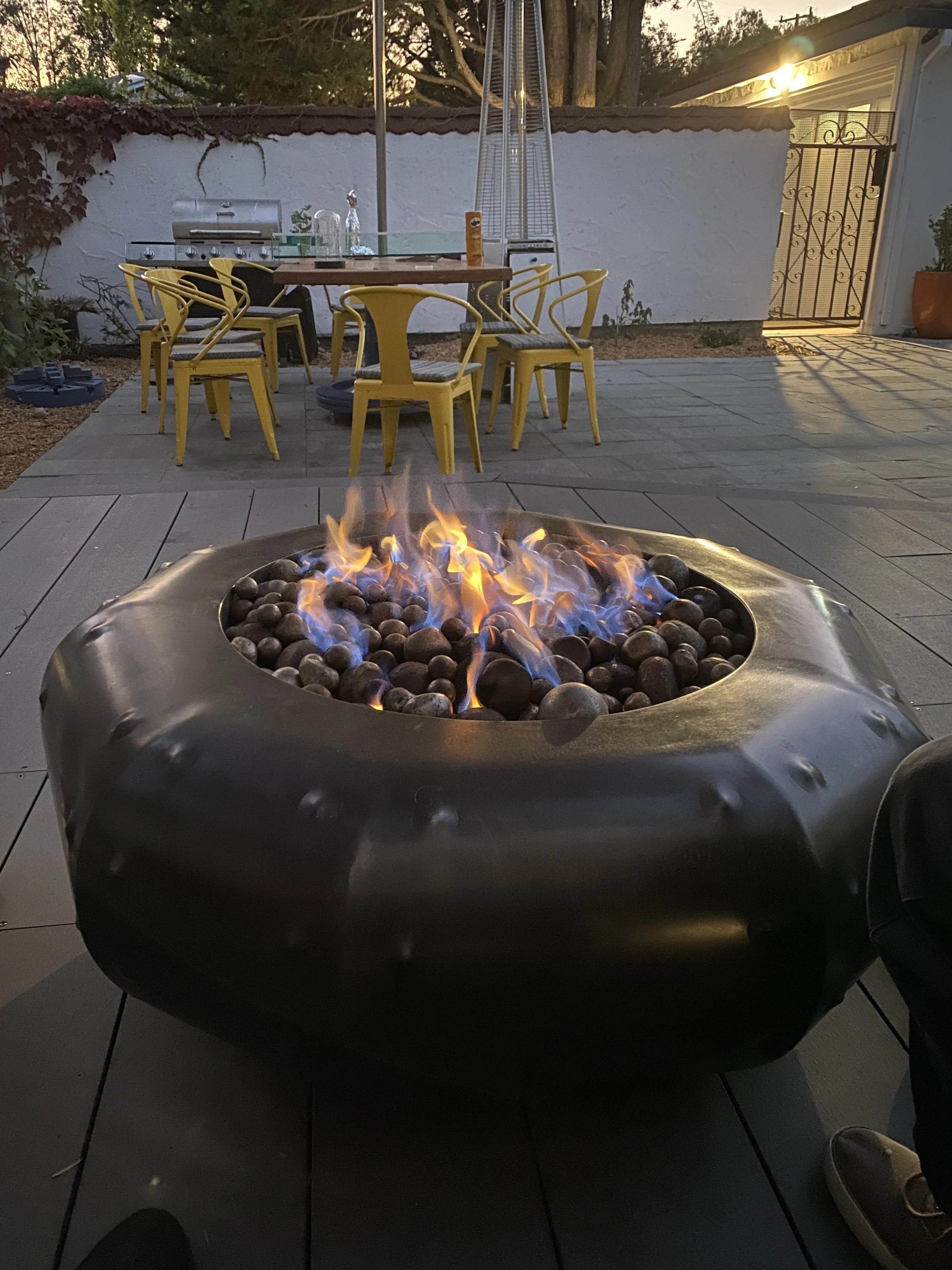 Patinated Stainless Steel Gas Fire Pit