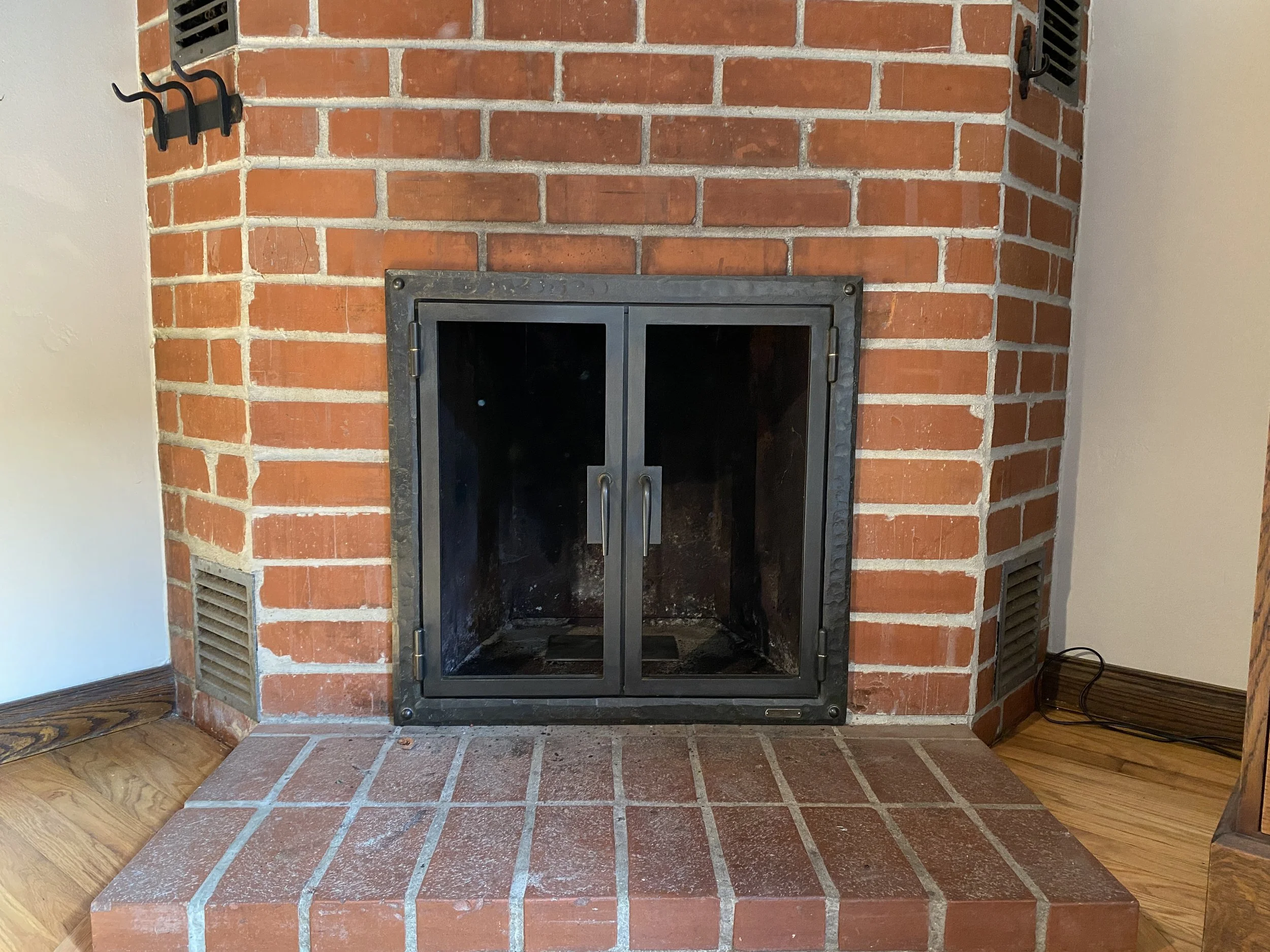Textured Steel Fireplace Frame with Rivets