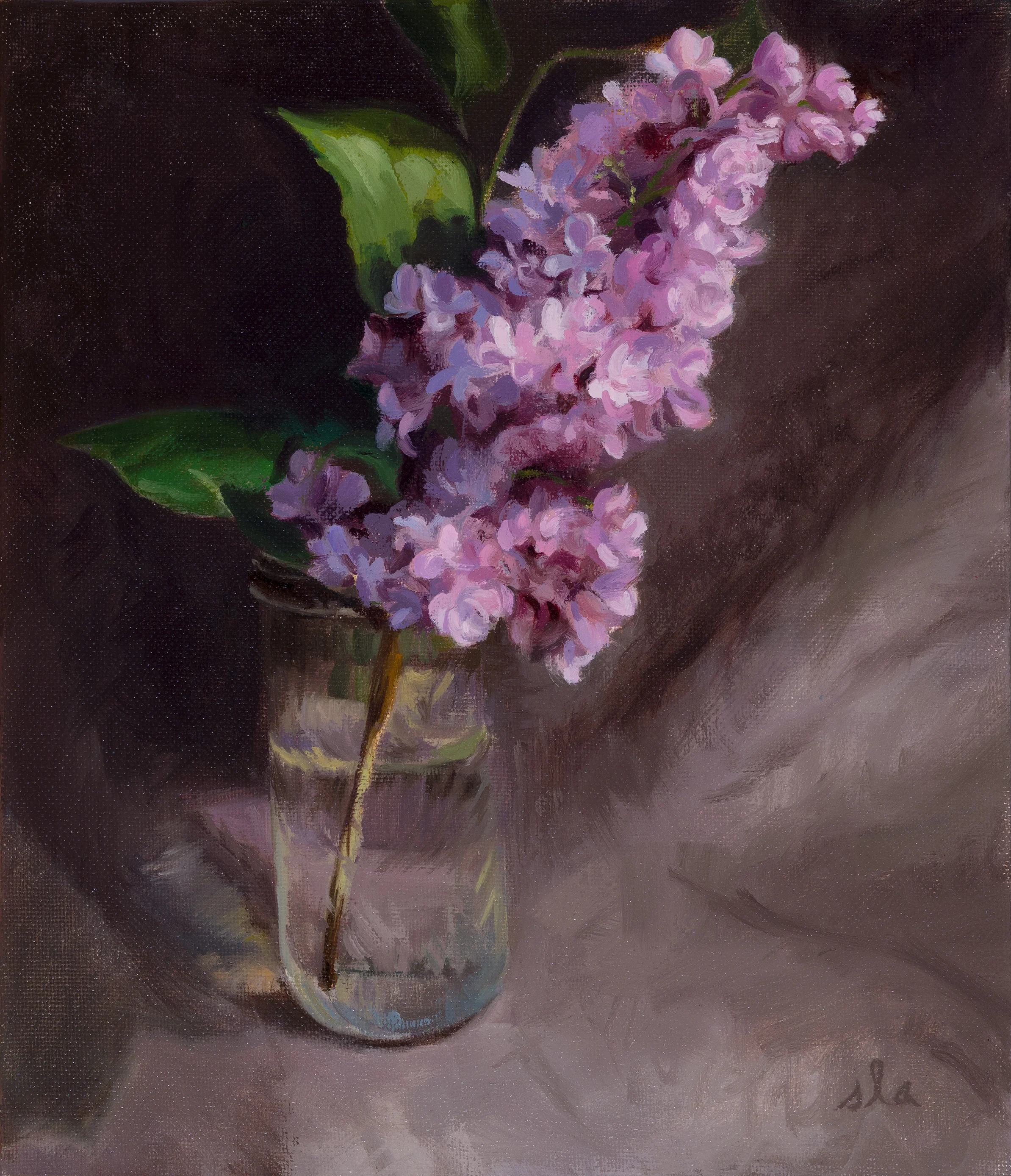 “Lilac Sketch”. Oil on linen panel. 9.25” x 8”. 2019. Artist, Suzanne Lago Arthur. Private collection.