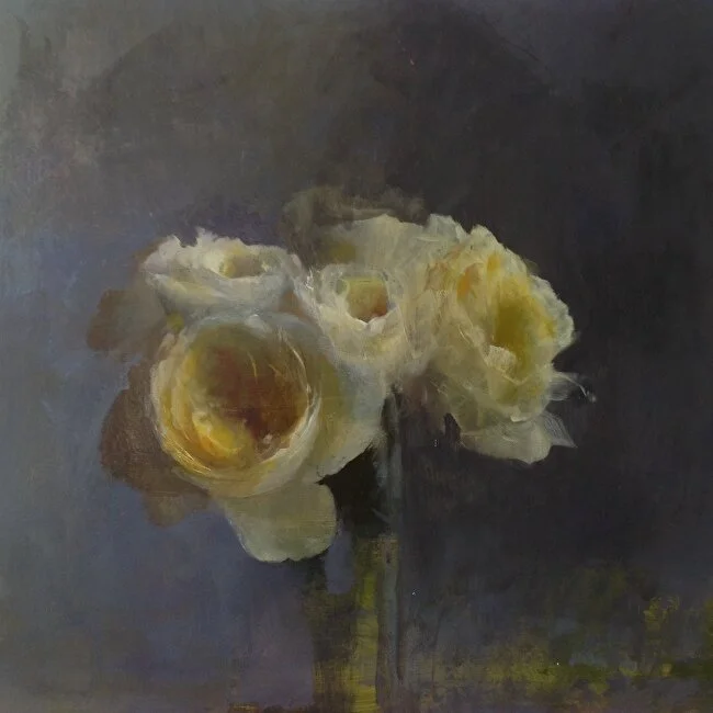 “Yellow Cluster”, Oil on panel. 11” x 11”. Artist, Kathleen Speranza.