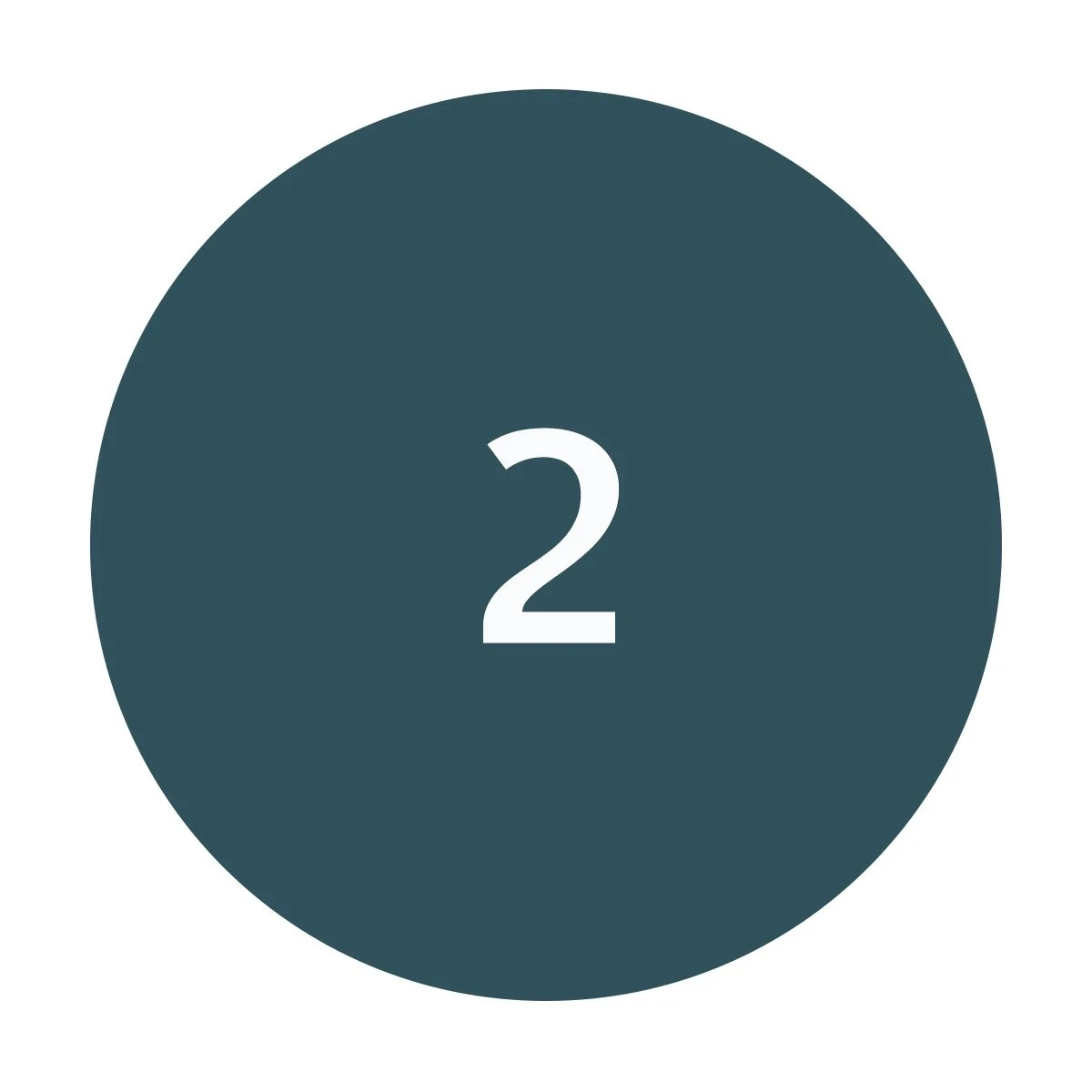 Gray circle with a white number 2 in the center.