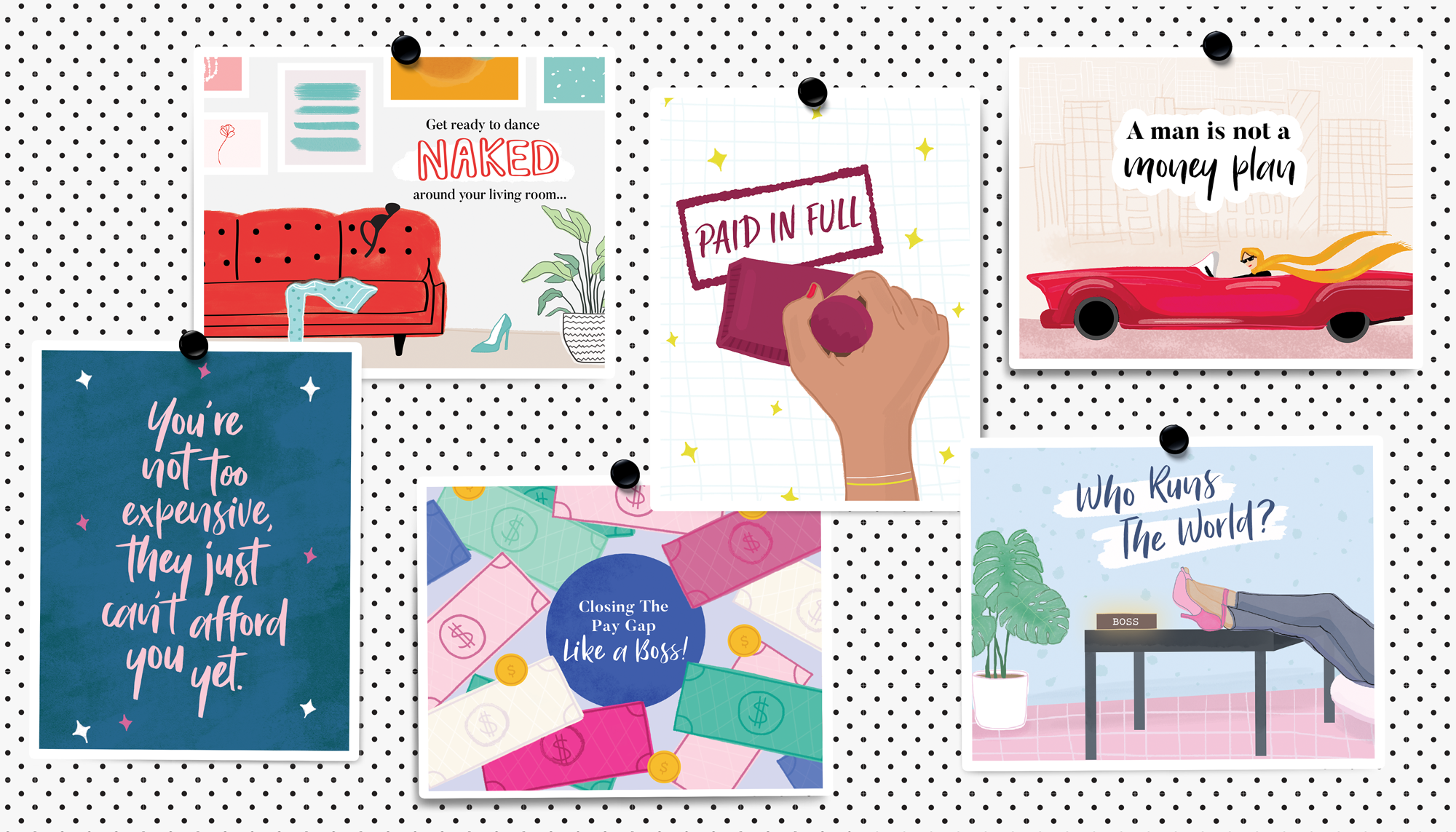 Digital mockups of the set of cards