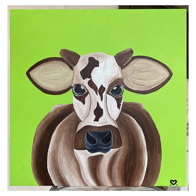This little guy is actually a steer I remember from a show in Vegas a few years ago! He was my inspiration for this painting.  I wanted to make something that could eventually be put on little boy&rsquo;s clothes, which is what made me think of this 