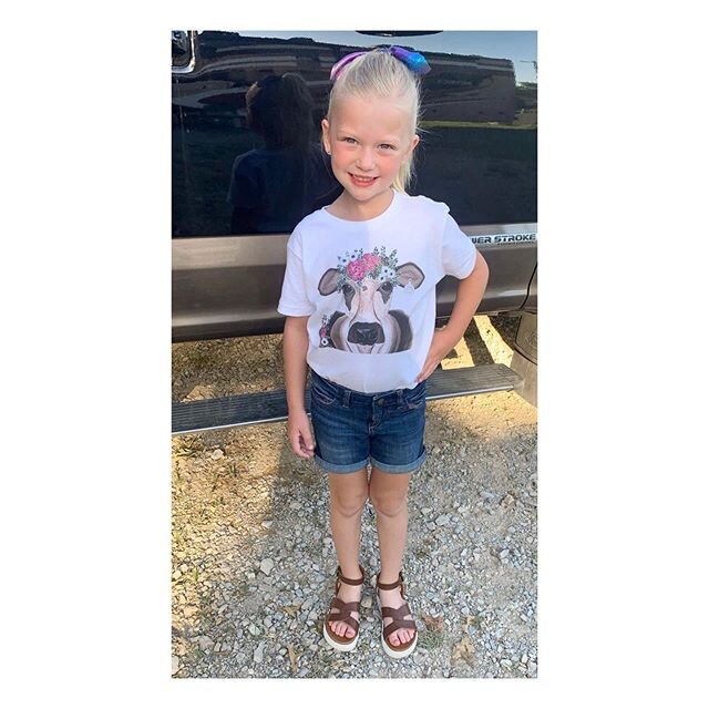 Perfect little &ldquo;Sprinkles The Cow&rdquo; shirt on perfect Charlie Rice!  Love how they are all turning out but beautiful little models help a lot! 💕
.
.
.
.
.
#atfirstsightstudio #atfirstsightstudioanddesign #texasartist #cow #cowshirt #flower