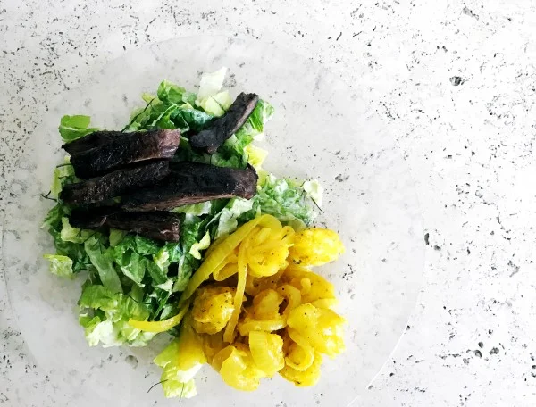 Turmeric Yucca con Mojo + Churrasco Miso Salad