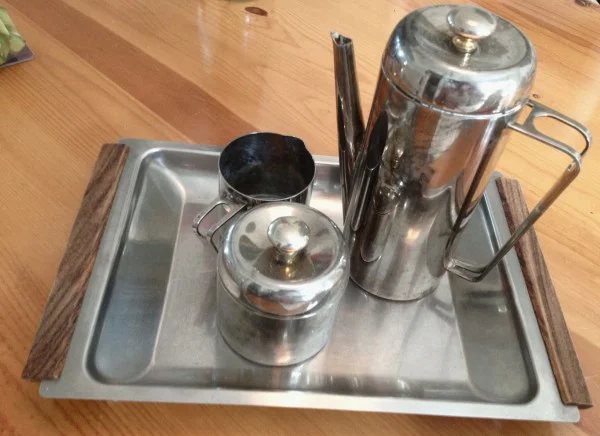 flamingo finds, modern silver tea set