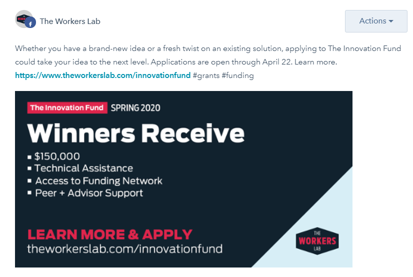  Screen shot of a Facebook post preview in HubSpot CMS 