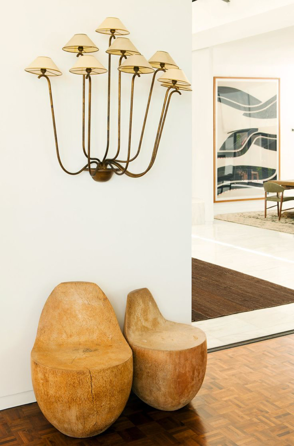 A Jean Royere “Ondulation: light fixture in one of Ellen DeGeneres’ homes