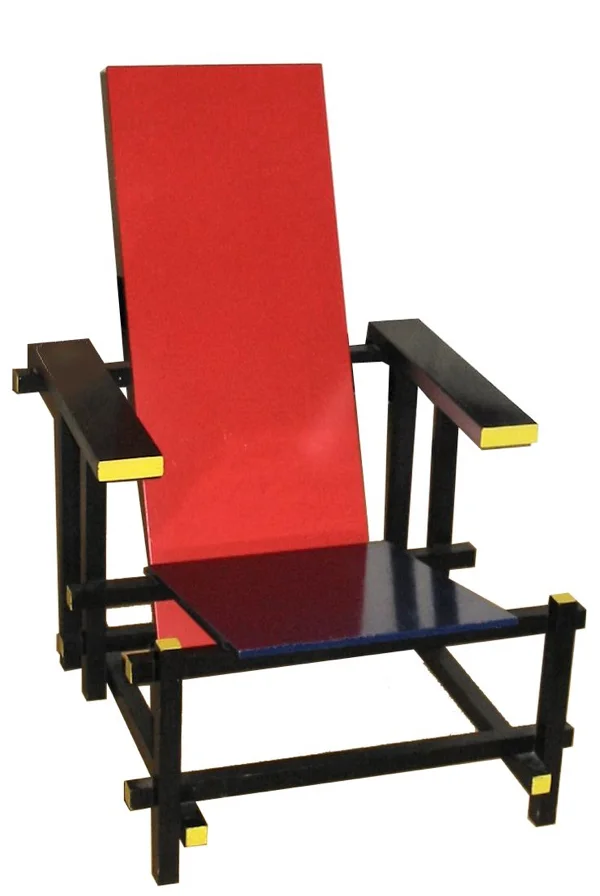 Red and Blue Chair designed by Gerrit Rietveld in 1917.