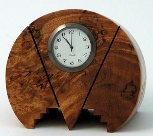 Burl wood clock from the art deco period