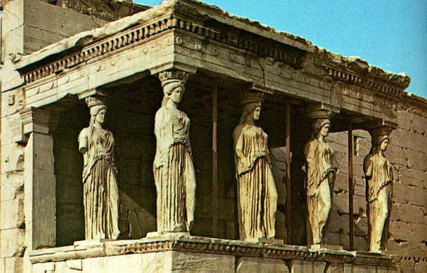 Caryatids on the Temple of Erechtheum in Athens, Greece
