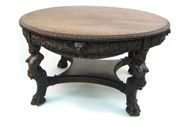 Victorian Renaissance Revival Dining Table with Caryatids