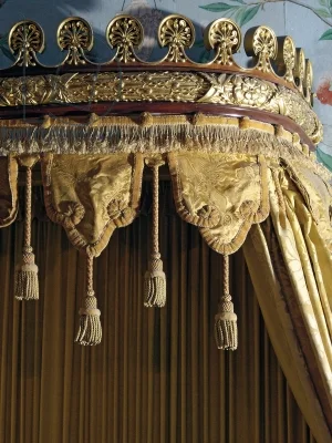 The cornice of a day bed canopy at Belvoir Castle Leicestershire, UK