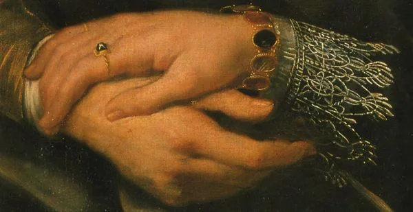 Peter Paul Rubens The Artist and His First Wife, Isabella Brant, in the Honeysuckle Bower (detail) 1609-10 Note anthemion motif on sleeve