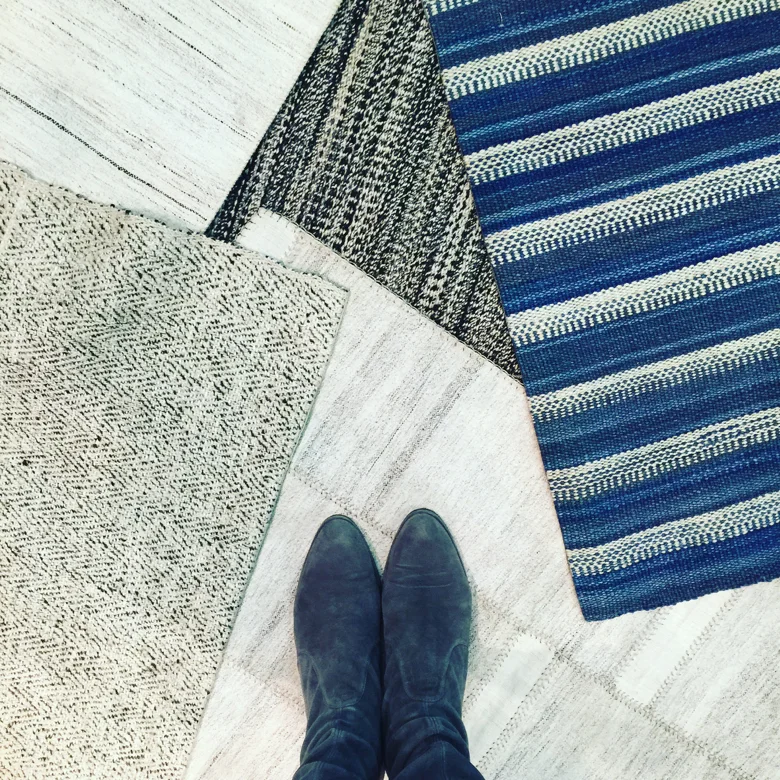 Flat weave rugs shown by Nasiri shown at the Architectural Digest Home Show